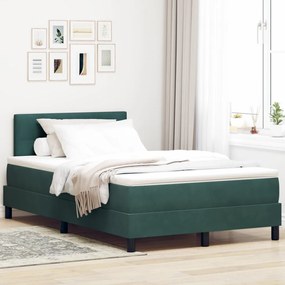 Boxspring Ágy Mattal Sötétzöld Kicsi Dupla Bársony