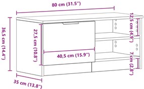 TV Szekrény Fekete Tölgy 80x35x36,5 cm Műszaki Fa