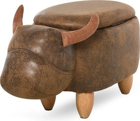 HOMCOM Bika Formájú Tároló Ottomán, Modern Lábpárna a Nappaliba, Kárpitozott Ülés, Fa Váz, 62x35x36cm, Barna | Aosom