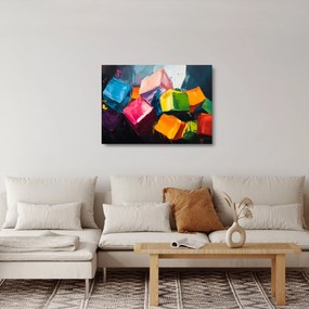 Üveg kép - Színes kockák (70x50 cm)
