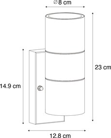Kültéri fali lámpa fekete 2 fényes AR70 világos-sötétség érzékelővel - Duo