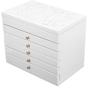 6 rekeszes ékszertartó, fehér