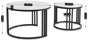 Dohányzóasztal szett Fehér márvány/Fekete Színben. JERRY