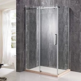 Diplon 100x80 cm fényűző tolóajtós aszimmetrikus zuhanykabin, 8mm edzett áttetsző üveggel, 195 cm magas