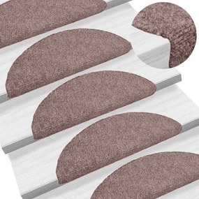 vidaXL 5 db öntapadós lépcsőszőnyeg 56 x 17 x 3 cm világosbarna félkör alakú