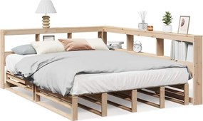 vidaXL tömör fenyőfa könyvespolcos ágy matrac nélkül 140 x 200 cm