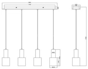 Trio - Csillár zsinóron WAILER 4xGU10/5W/230V szürke
