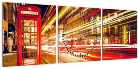 Piros londoni telefonfülke képe (órával) (90x30 cm)