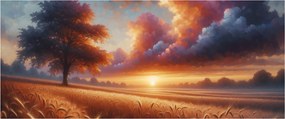 Kép – Naplemente a mezőn (120x50 cm)