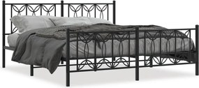 vidaXL fekete fém ágykeret fej- és lábtámlával 183 x 213 cm