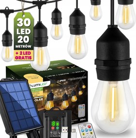 Napelemes kerti fĂ©nyfĂŒzĂ©r 10M 15LED IzzĂł E27 TĂĄvirĂĄnyĂtĂł VĂzĂĄllĂł