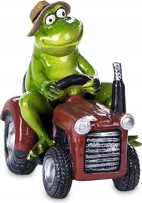 Béka figura béka a traktoron kalapban traktor dekoráció vicces figura