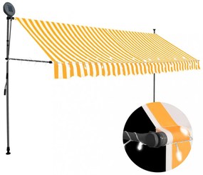 Fehér-narancssárga kézzel kihúzható LED-es napellenző 350 cm