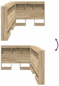 Tároló fejtámla polcokkal tárolóval sonoma tölgy 90 cm Faanyag