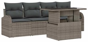 vidaXL Kerti Kanapé Szett párnával 5 pcs Szürke Poli rattan