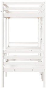 fehér fenyő galériaágy-keret asztallal és székekkel 90 x 200 cm