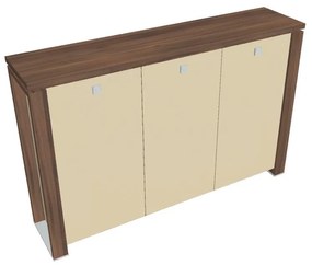 Verno+ S közepes szekrény 200 x 46 x 130 cm, üvegajtó, dió / vanília