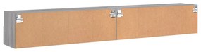 2 db szürke -tölgyszín szerelt fa fali TV-szekrény 100x30x30 cm