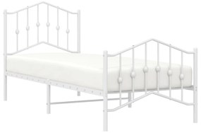 fehér fém ágykeret fej- és lábtámlával 90 x 200 cm