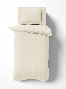 Szatén ágyneműhuzat 140x200 Sima csíkos prémium krémszínű