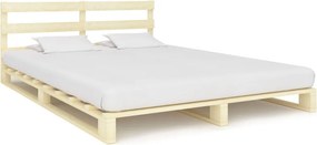 vidaXL tömör fenyőfa raklap ágykeret 200 x 200 cm