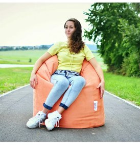 EMI Körte alakú narancssárga színű velúr babzsákfotel