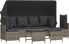 vidaXL 5 részes szürke polyrattan kerti ülőgarnitúra párnákkal