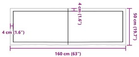 világosbarna kezelt tömör tölgyfa asztallap 160x50x(2-6) cm