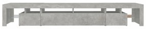 betonszürke TV-szekrény LED lámpákkal 260x36,5x40 cm