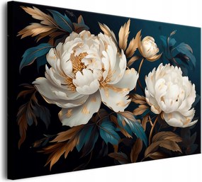 Vászonkép falikép nappaliba virágok fehér bazsarózsa 80x120cm