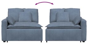 kék moduláris kanapé karfás végmodul párnákkal 100 cm