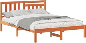 vidaXL Ágykeret fejtámlával Faggyú barna 140 x 190 cm Tömör fenyőfa