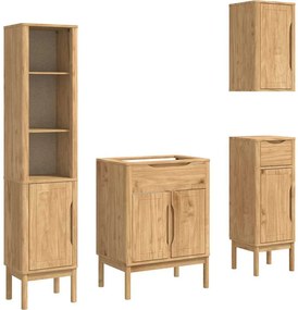 vidaXL Fürdőszoba bútor szett FLORO 4 pcs Faggyú barna Tömör fenyőfa