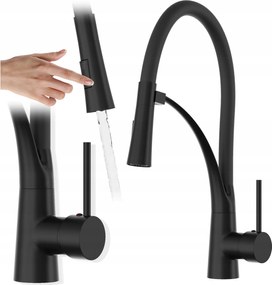 Konyhai csaptelep Kihúzható Kifolyócsővel Nexo álló fekete konyhai csaptelep