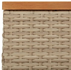 bézs polyrattan és akácfa napernyőtalp-burkolat 70 x 70 x 25 cm