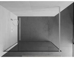 Mexen Kioto, Walk-In zuhany paraván 80 x 200 cm, 8mm üveg tiszta / fekete mintás, fehér profil, 800-080-101-20-70