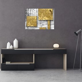 Üveg kép - Arany négyzetek N⁰3 (70x50 cm)