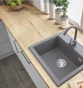 Gamma Gamma, 1-kamrás kézi szifon gránit mosogatóhoz négyzetes túlfolyóval, króm, GMA-1M11ZCH