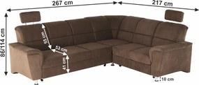 Kinyitható ülőgarnitúra, barna szövet, jobbos, SANTIAGO