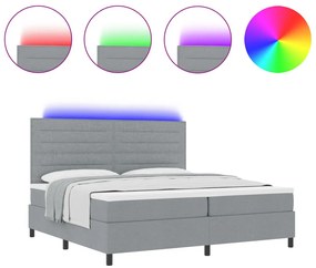 vidaXL Rugós ágy matraccal és LED világítással, világosszürke, 200 x 200 cm-es szövet