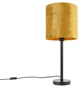 Modern asztali lámpa fekete, arany búrával 25 cm - Simplo