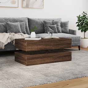 Barna tölgyszínű dohányzóasztal LED-lámpákkal 90x50x40 cm