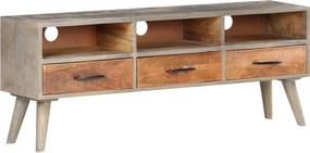 vidaXL szürke tömör nyers mangófa TV-szekrény 130 x 35 x 51 cm