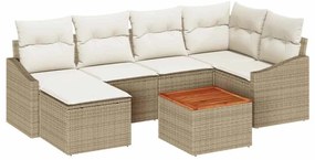 vidaXL Kerti Kanapé Szett párnával 7 pcs Bézs polirattan