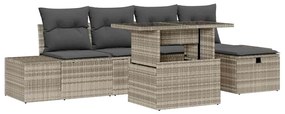 vidaXL Kerti Kanapé Szett 6 pcs Világosszürke polirattan