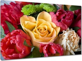 Vászonkép 120x80 Tulipáncsokor rózsával