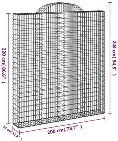 3 db íves horganyzott vas gabion kosár 200x30x220/240 cm