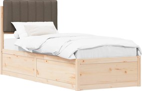 vidaXL Ágykeret Kárpitozott Fejtámlával Tópszínű 80 x 200 cm