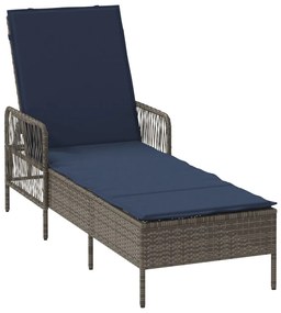 Napozóágy Szürke PE Rattan 157 x 55 x 92 cm Összecsukható