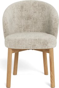 MAZZONI EXPORT DEBORA Bézs (Juto 4 szövet)/lakkozott tölgyfa váz - RETRO FA KAGYLÓSZÉK NAPPALIBA ÉTKEZŐBE IRODÁBA